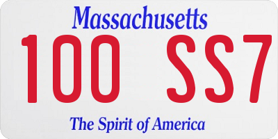 MA license plate 100SS7