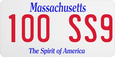 MA license plate 100SS9
