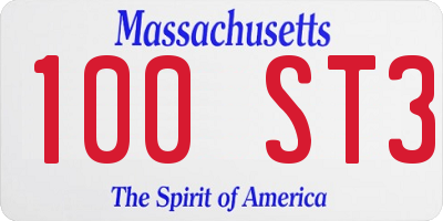 MA license plate 100ST3