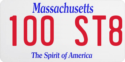 MA license plate 100ST8