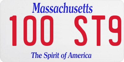 MA license plate 100ST9