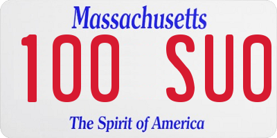 MA license plate 100SU0