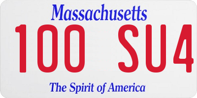 MA license plate 100SU4