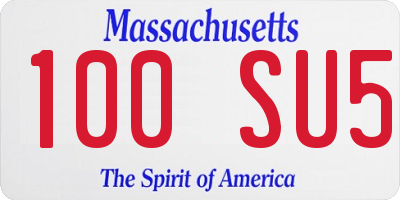 MA license plate 100SU5