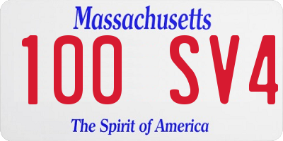 MA license plate 100SV4