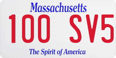 MA license plate 100SV5