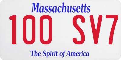 MA license plate 100SV7