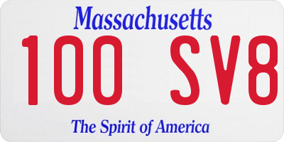 MA license plate 100SV8