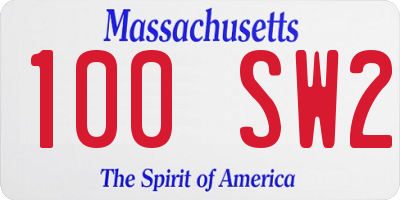 MA license plate 100SW2