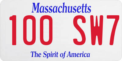 MA license plate 100SW7