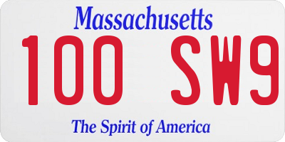 MA license plate 100SW9