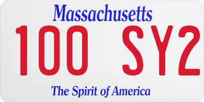 MA license plate 100SY2