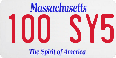 MA license plate 100SY5