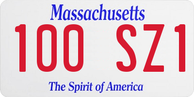 MA license plate 100SZ1