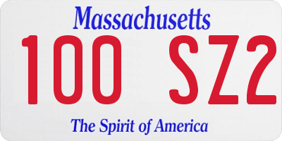 MA license plate 100SZ2
