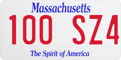 MA license plate 100SZ4