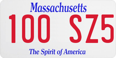 MA license plate 100SZ5