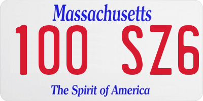 MA license plate 100SZ6