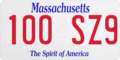 MA license plate 100SZ9