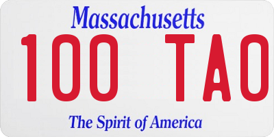 MA license plate 100TA0