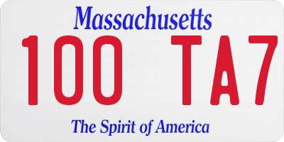 MA license plate 100TA7