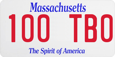 MA license plate 100TB0