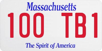 MA license plate 100TB1