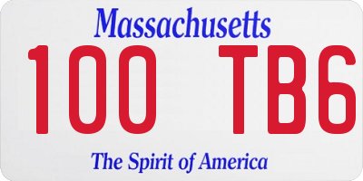 MA license plate 100TB6