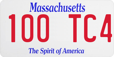 MA license plate 100TC4