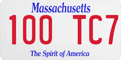 MA license plate 100TC7