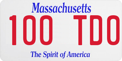 MA license plate 100TD0