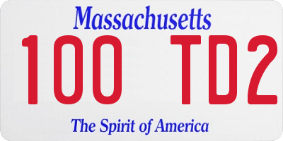 MA license plate 100TD2