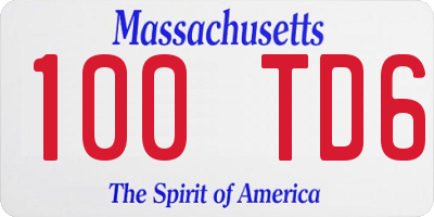 MA license plate 100TD6