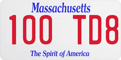 MA license plate 100TD8