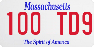 MA license plate 100TD9