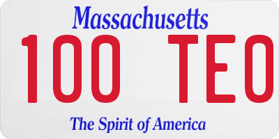 MA license plate 100TE0