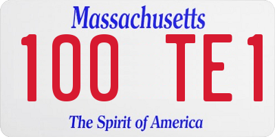 MA license plate 100TE1