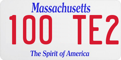 MA license plate 100TE2