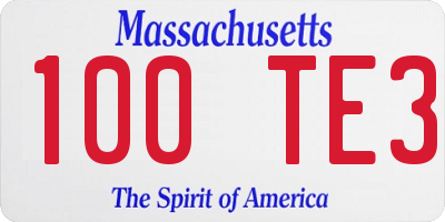 MA license plate 100TE3