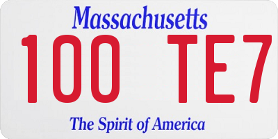 MA license plate 100TE7