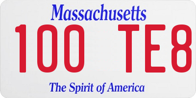 MA license plate 100TE8