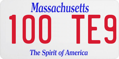 MA license plate 100TE9