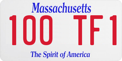 MA license plate 100TF1