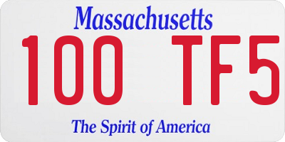 MA license plate 100TF5