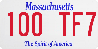 MA license plate 100TF7