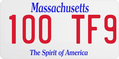 MA license plate 100TF9