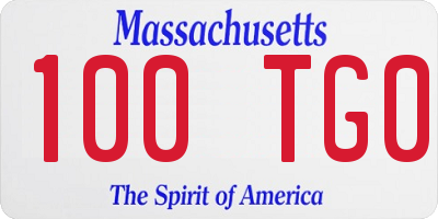 MA license plate 100TG0