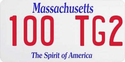 MA license plate 100TG2