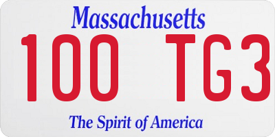 MA license plate 100TG3