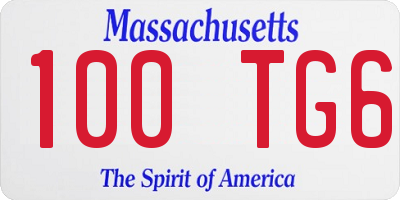 MA license plate 100TG6